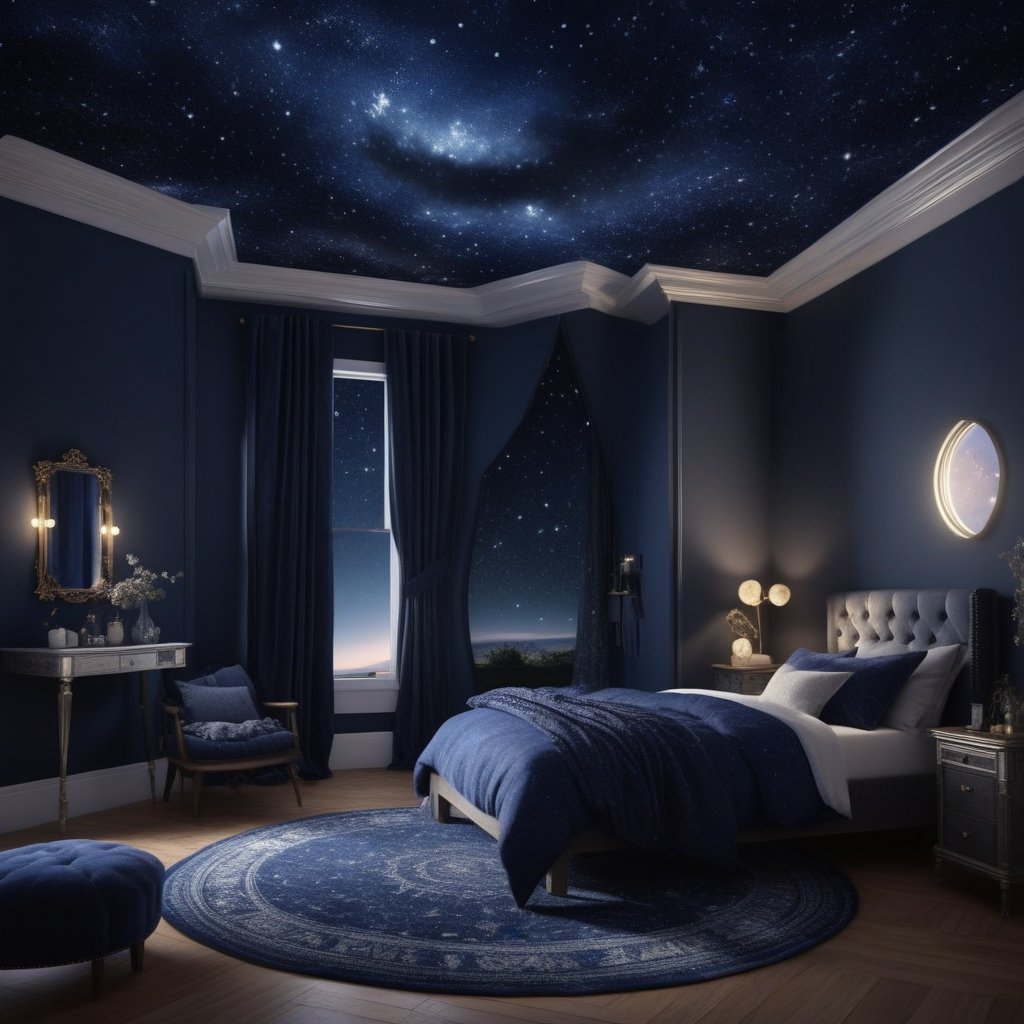 A celestial nursery where stars are shaped like teeth, arranged in a perfect cosmic smile