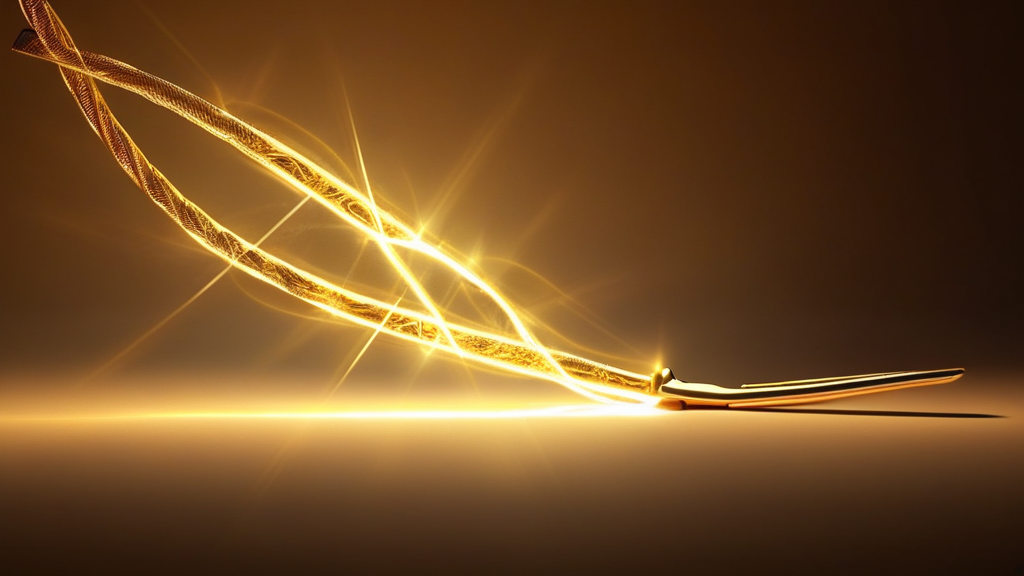 A golden energy cord being cut by scissors of light