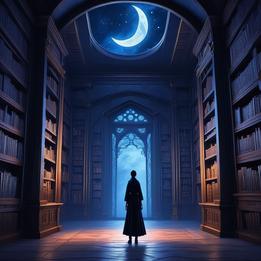 Crescent Moon Library dream symbolism visualization