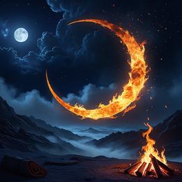 Crescent Moon Over Fire