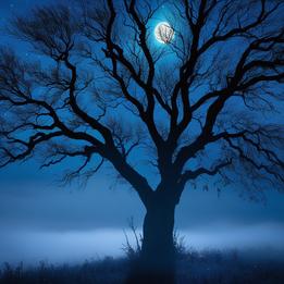 Harvest Moonlight on Trees