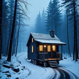 Rustic Log Cabin on Wheels dream symbolism visualization