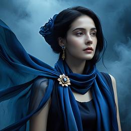 Silk Scarf with Brooch