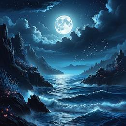Silvery Moonlit Ocean