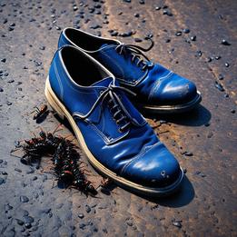 Worn-Out Shoes with Ants