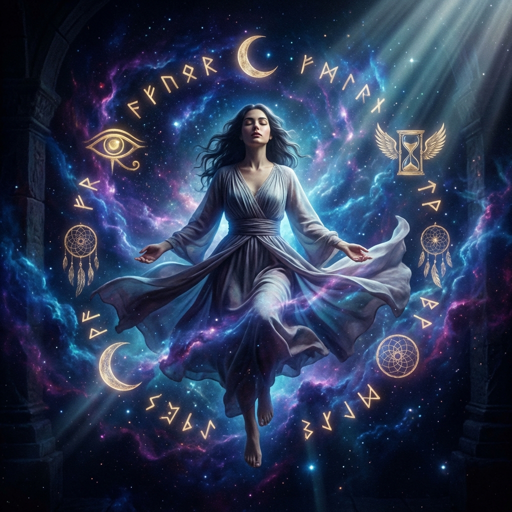 Ethereal dreamscape with floating islands and nebulae